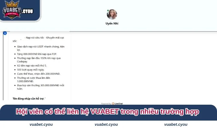 lien he VUABET 2 1 Hội viên có thể liên hệ VUABET trong nhiều trường hợp khác nhau