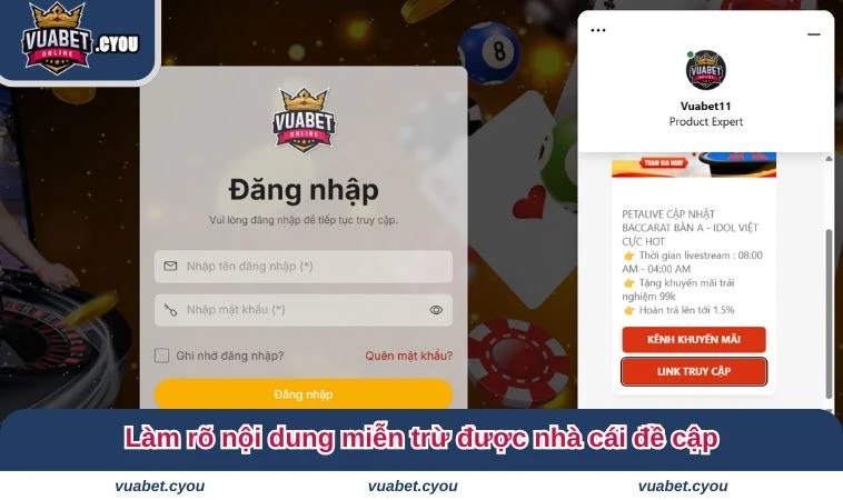 Làm rõ nội dung miễn trừ được nhà cái đề cập