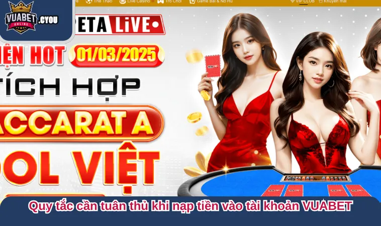 nap tien vuabet 2 Quy tắc cần tuân thủ khi nạp tiền vào tài khoản VUABET