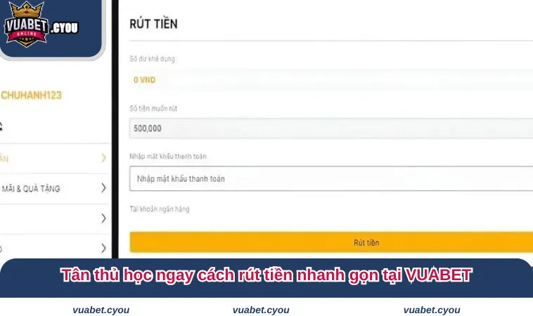 Tân thủ học ngay cách rút tiền nhanh gọn tại VUABET